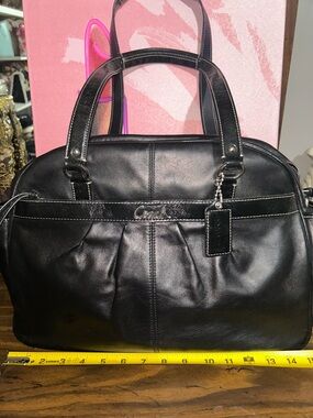 Coach Black Leather Dome Satchel with Top Handles